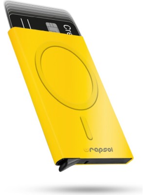 Magsafe Mekanizmalı Kartlık Rfid Korumalı Alüminyum Otomatik Kredi Kartlık Renkli Metalik Sarı