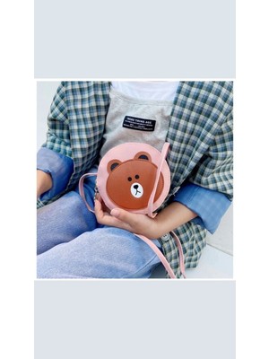 Teddy Bear Kahverengi Ayıcık Bombo Deri Erkek Kız Çocuk Bebek Cüzdan Omuz Yan Çanta Ölçüler 12X12CM