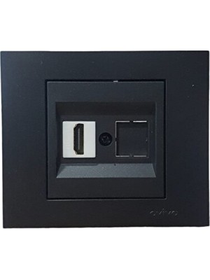 OVİVO GRANO METALİK SİYAH HDMI PRİZ(ÜRÜN ÇERÇEVESİZDİR)