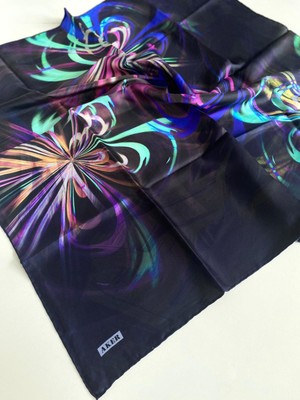 Aker Tivil İpek Eşarp 8898713 - 921 - 48104 Lacivert Karışık Desen