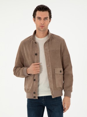 Cacharel Erkek Vizon Süet Deri Ceket 50298984-VR052