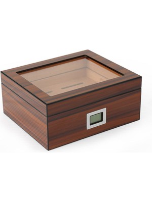 Falconetti Kahverengi Iki Katlı Camlı Dijital Humidor Puro Kutusu RD05X