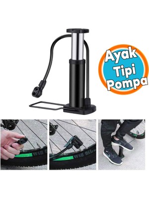 Ayak Tipi Küçük Pompa Tekli Teker Araç Bisiklet Top Bot Lastik Şambrel Şişirme Pompası 1 Adet