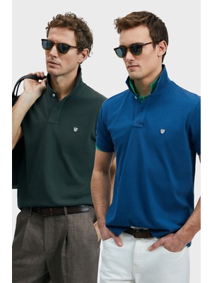 Lufian Logolu Pamuklu Comfort Fit Düğmeli Polo Yaka 2'li T Shirt Erkek T Shirt 111040206S2