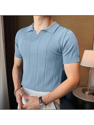 Cool Street Erkek Çizgili Kısa Kollu Triko T-Shirt