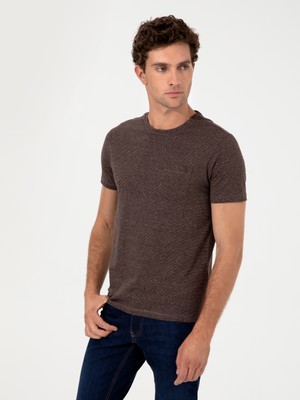 Cacharel Erkek Kahverengi Bisiklet Yaka Slim Fit T-Shirt 50240270-VR029