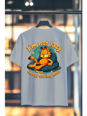 Im Not Lazy Garf %100 Pamuk Premium Kalite Sırt Baskılı T-Shirt