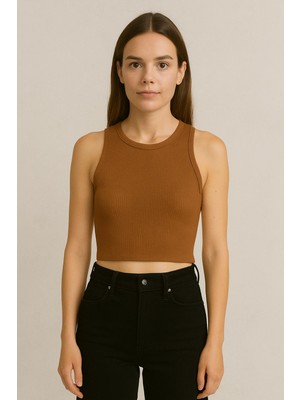KADIN CROP TOP (2025 Summer Kısa Kolsuz Crop %95 Pamuk %5 Elastan Slim Fit)