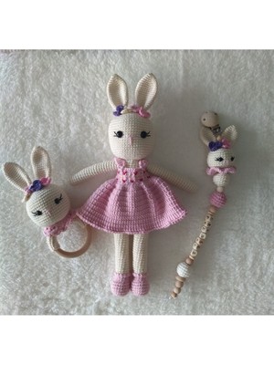 Amigurumi Toys Amigurumi Cicekli Tavsan Yenidogan Set 1 Adet