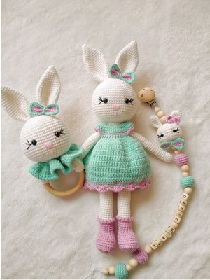 Masal Hobi Evi Amigurumi Suslu Kiz Tavsan Yenidogan Set 1 Adet