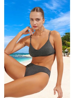 Modern Simli Bikini Takımı Plaj ve Havuz Için Özel Tasarım Su Sporları Klora Dayanıklı