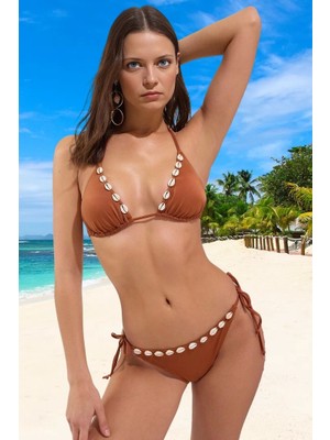 Modern Üçgen Bikini Takımı Klora Dayanıklı Özel Tasarım Uv Korumalı Hızlı Kuruyan