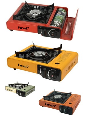 Fırsat 7 Portatif Tek Gözlü Stop Emniyetli Profesyonel Kamp Doğa Piknik Gaz Ocağı Çanta ve Gaz Hediye