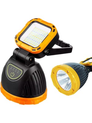 Powermaster PM-8033A Solar Şarjlı 6 Modlu El Feneri ve Işıldak Acil Durum Lambası (Beyaz Sarı Kırmızı)