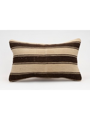 El Yapımı Kilimden Yapılmış Vintage Kırlent Kılıfı, Yün, 30X50 cm