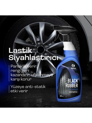 GRASS Black Rubber 600 ml - Ultra Siyah Lastik Parlatıcı | 4 Hafta Kalıcı | Suya Dayanıklı & Jantsız Formül | Mat/Parlak Seçenek