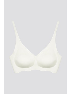 Cottonhill Beauty Cottonhill Krem Dikişsiz Lazer Kesim Çıkarılabilir Pedli Kadın Hayalet Sütyen Dalga Detay Ayarlanabilir Askılı