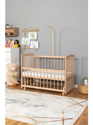 Bamgidoo Ahşap Beşik Anne Yanı Bebek Beşiği Organik (Boyasız) 60X120 - Uyku Setsiz Tek Yataklı