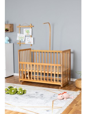 Bamgidoo Ahşap Beşik Anne Yanı Beşik Vernikli 70X130 - Uyku Setsiz Yataksız