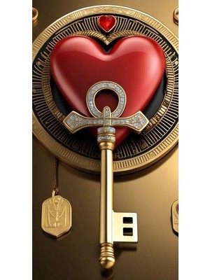 Kalp Anahtar Pixart Sanat Elmas Mozaik Tablo 60X80