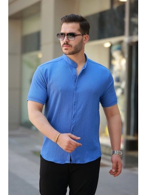 Erkek Hakim Yaka Kısa Kollu Gömlek