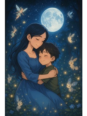 Anne ve Oğul Pixart Sanat Elmas Mozaik Tablo 30X40