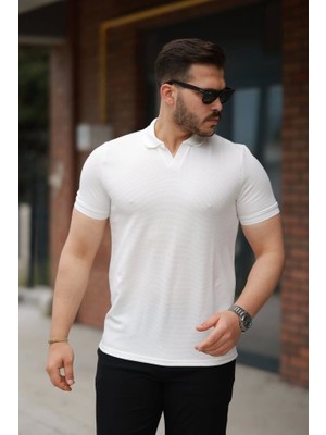 Defy Moda Erkek Yakalı Waffle Dokulu Kısa Kollu Tişört