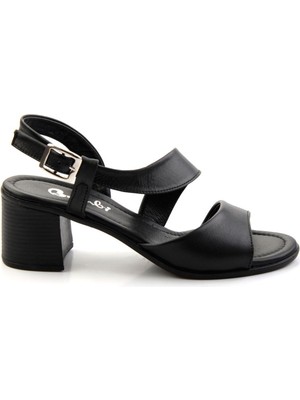 Siyah Leather Kadın Sandalet K05040005903