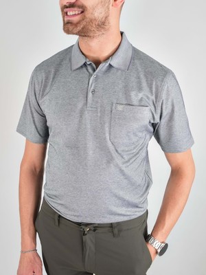 Erkek Yakalı Cepli Penye Antrasit Baba Tshirt