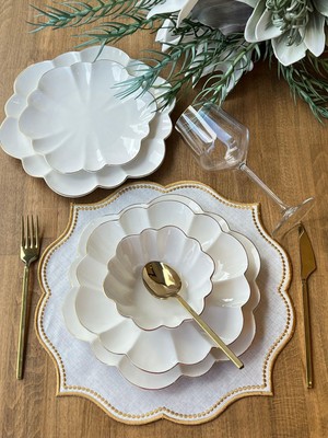 Rossev Yemek Takımı Daisy 24 Parça 6 Kişilik Çok Renkli Porselen Desenli Set