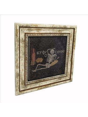 Neşeli Ol, Hayatını Yaşa Iskelet Mozaiği- Hatay Baskılı Doğaltaş Tablo 25CMX25CM KRT-144