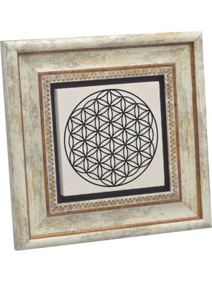 Yaşam Çiçeği Deseni Baskılı Doğaltaş Tablo (20 x 20 KD-109)
