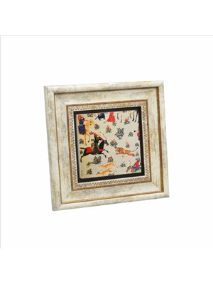 Av Sahnesi Minyatürü Baskılı Doğaltaş Tablo 20X20 KRT-123