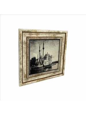 Ortaköy Camii Fotoğraf, 1920’LER Baskılı Doğaltaş Tablo 25X25 Krt-37