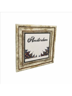 Amsterdam Görseli Baskılı Doğaltaş Tablo 25CMX25CM KRG-012