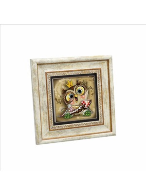 Baykuş Baskılı Doğaltaş Tablo (20 x 20 KRG-164)