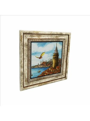 Galata Kulesi Hezarfen Ahmet Çelebi’nin Uçuşu Baskılı Doğaltaş Tablo