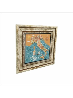 Italya Sembolleri Baskılı Doğaltaş Tablo (25 x 25 Krg-52)