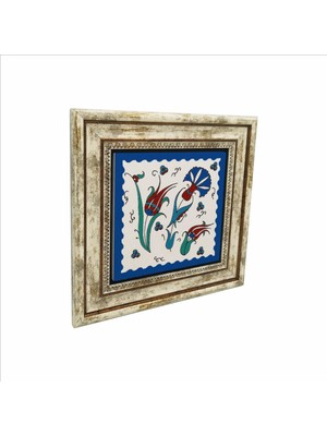 Osmanlı Iznik Çini Deseni Baskılı Taş Tablo 25X25 Kd-35