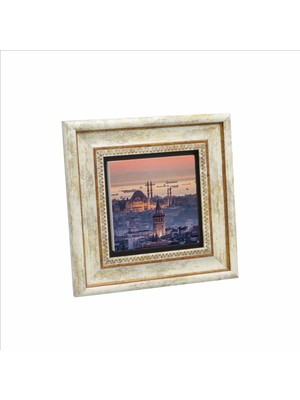 Galata Kulesi ve Süleymaniye Camii Baskılı Doğaltaş Tablo (20 x 20 Krt-24)