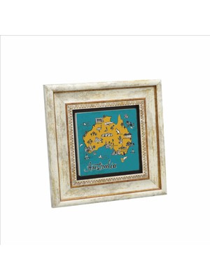 Avustralya Sembolleri Baskılı Doğaltaş Tablo (20 x 20 Krg-65)
