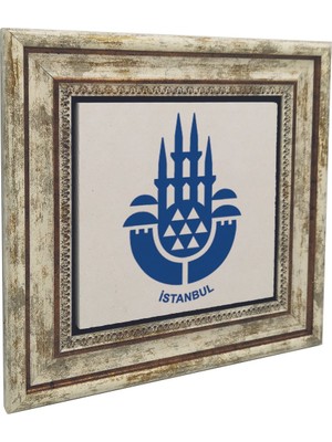 Istanbul Amblemi Baskılı Doğaltaş Tablo (25 x 25 KRT-147)