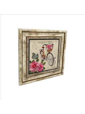 Hollanda Bisklet Görseli Baskılı Doğaltaş Tablo 25CMX25CM