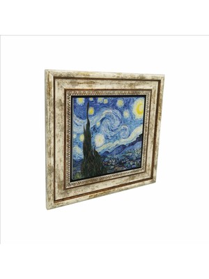 Yıldızlı Gece Resmi Baskılı Doğaltaş Tablo (25 x 25 KRG-135)