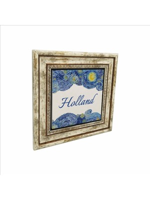 Hollanda Görseli Baskılı Doğaltaş Tablo 25CMX25CM KRG-020