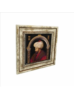 Fatih Sultan Mehmet Gentile Bellini ÇIZIMI,1480 Baskılı Doğaltaş Tablo 25CMX25CM KRT-088