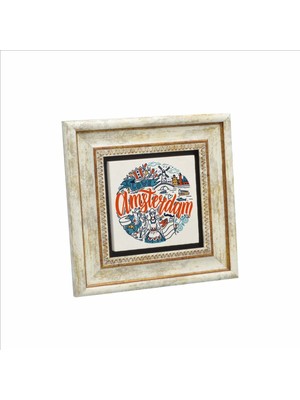 Amsterdam Sembolleri Baskılı Doğaltaş Tablo 20CMX20CM KRG-011