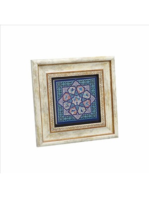 Anadolu Selçuklu Çini Motifi Baskılı Doğaltaş Tablo (20 x 20 Kd-69)