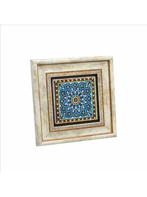 Iran Geometrik Mozaiği Baskılı Doğaltaş Tablo (20CMX20CM )(KD-106)