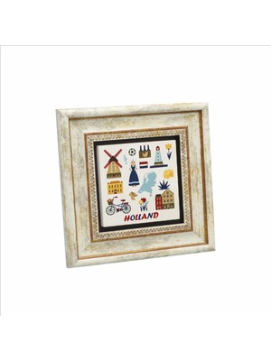 Hollanda Sembolleri Baskılı Doğaltaş Tablo 20CMX20CM KRG-023